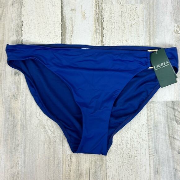 Lauren Ralph Lauren Women’s 14 Blue Buckle Bikini Bottoms Swimwear NWT bathing - Picture 1 of 6